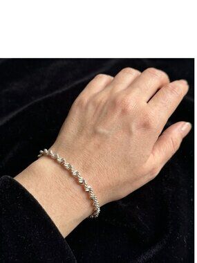 Vintage Silver Plated Singapore Twist Chain 7" Women's Bracelet